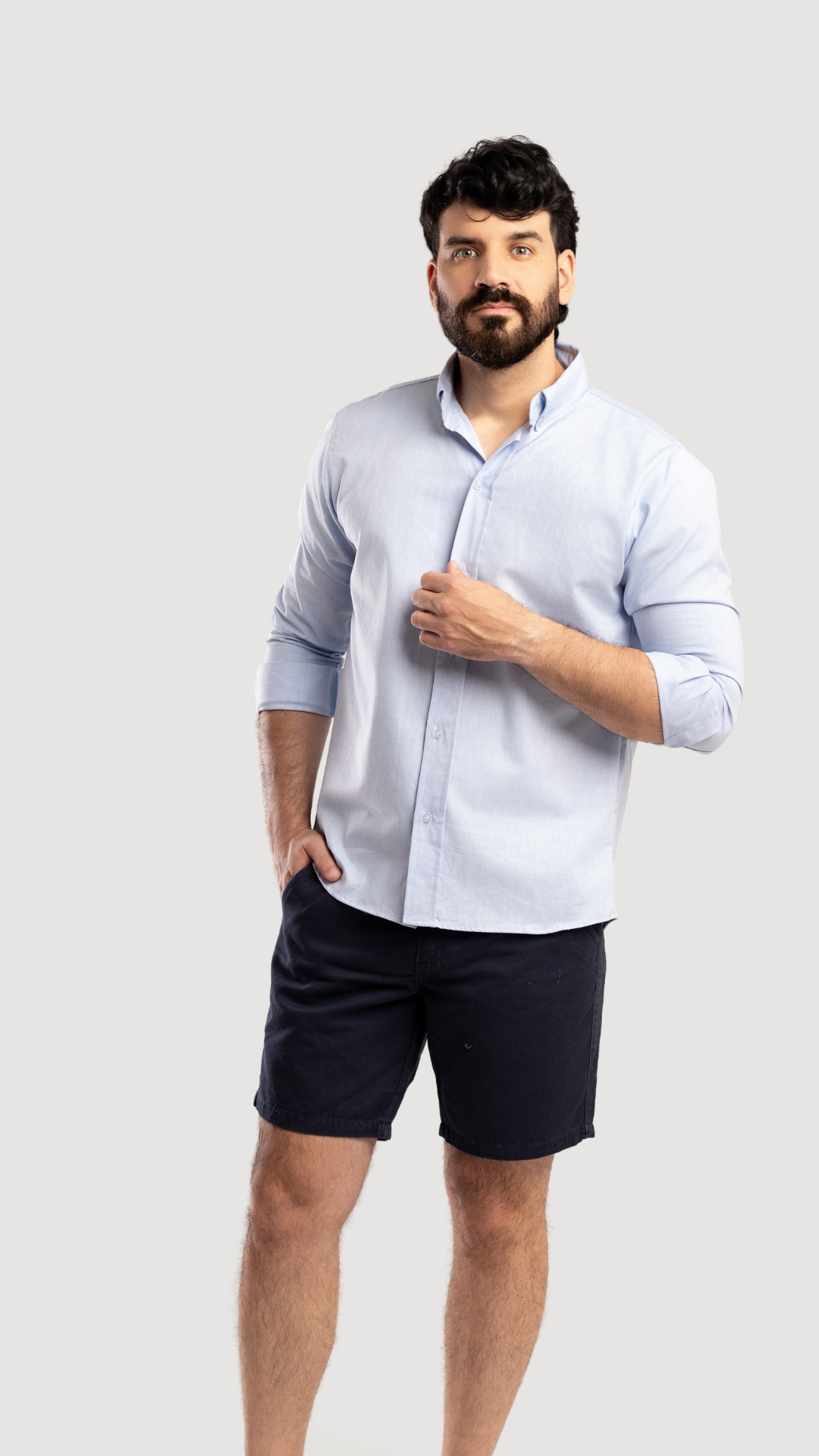 CAMISA OXFORD CELESTE