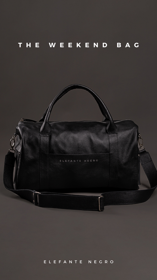 WEEKEND BAG CUERO NEGRO