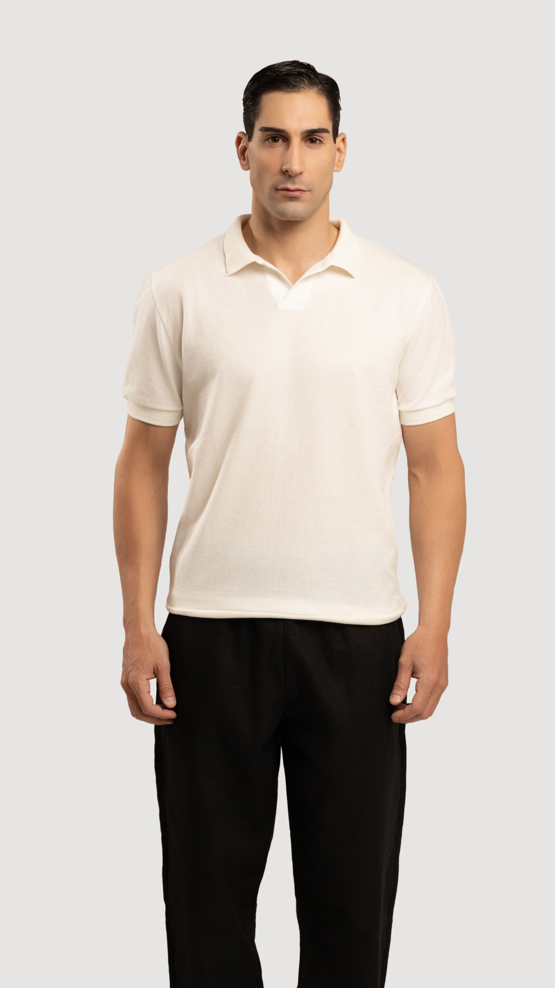 POLO CUELLO V TEXTURIZADO BLANCO - SUMMER SELECTS