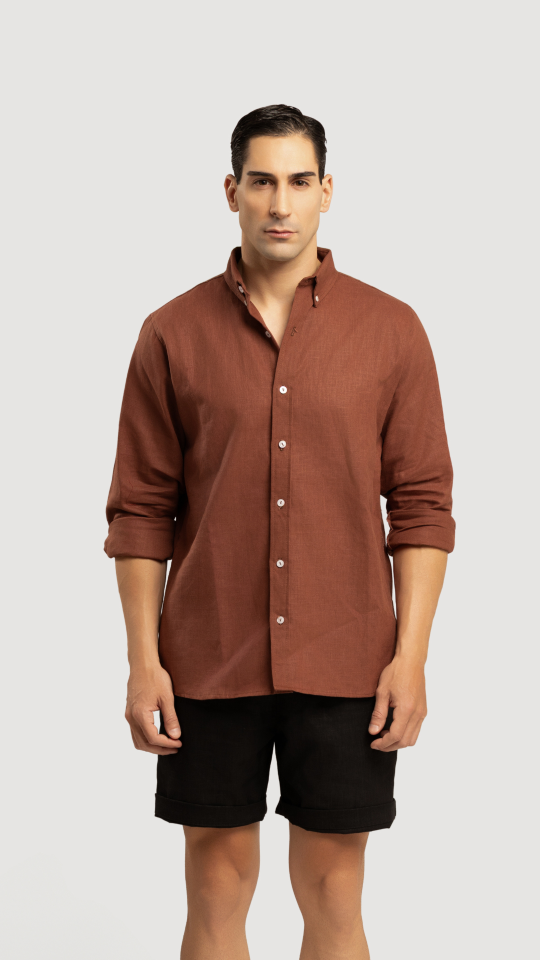 CAMISA MANGAS LARGAS LINO TERRACOTA - SUMMER SELECTS
