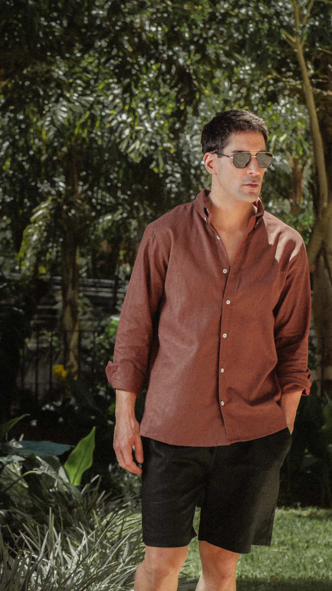 CAMISA MANGAS LARGAS LINO TERRACOTA - SUMMER SELECTS