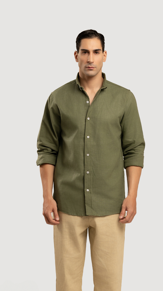 CAMISA MANGAS LARGAS LINO VERDE - SUMMER SELECTS