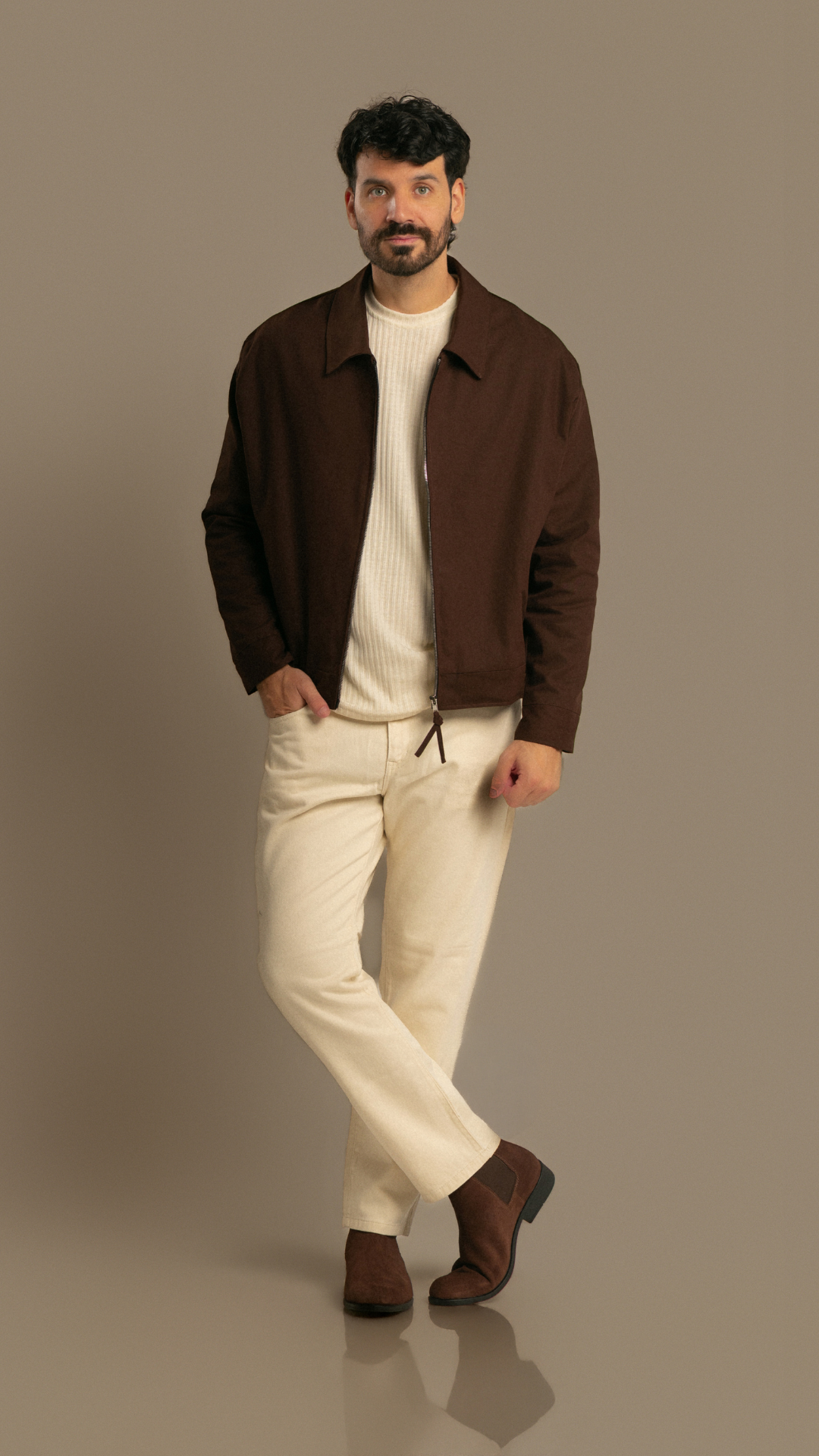 CAZADORA CON CIERRE MARRON CHOCOLATE WINTER SELECTS