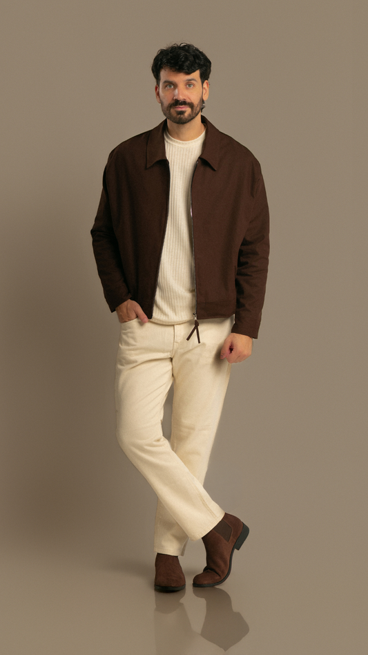 CAZADORA CON CIERRE MARRON CHOCOLATE WINTER SELECTS