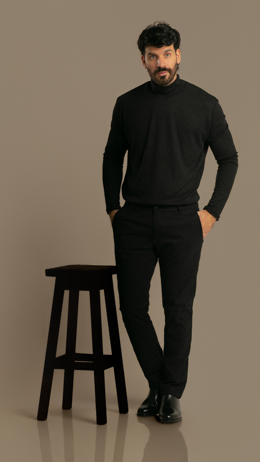 POLERA EFECTO LINEAS NEGRO