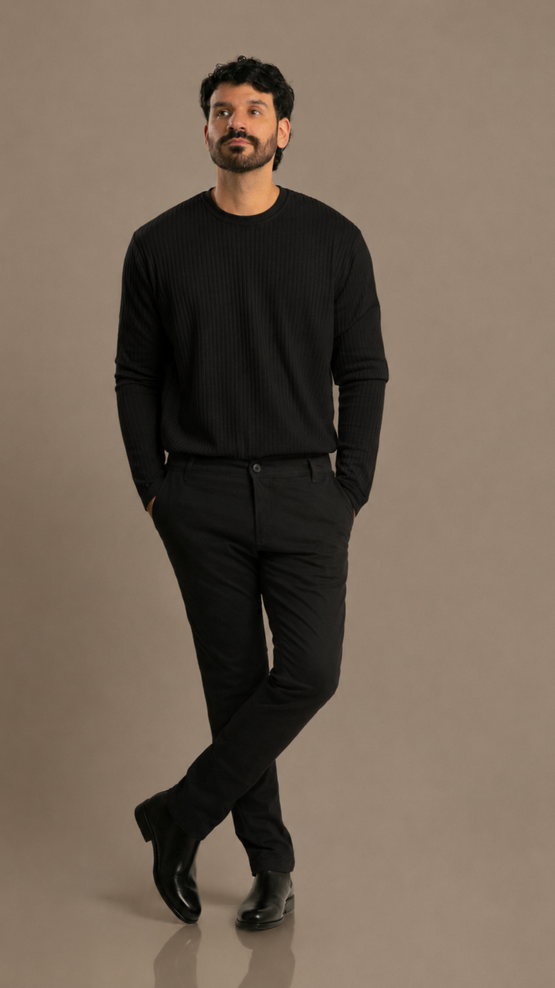 SUETER NEGRO EFECTO LINEAS