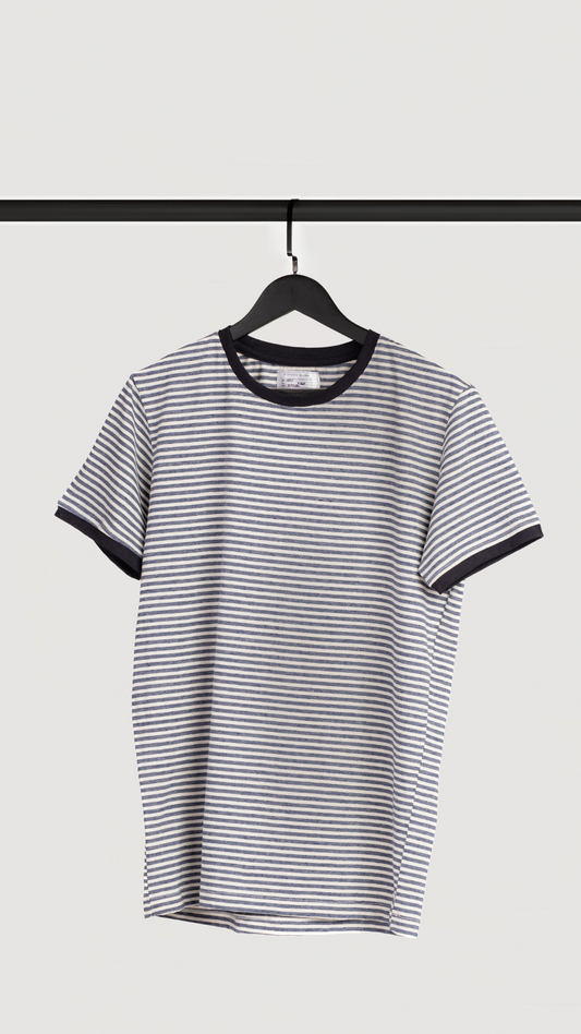 REMERA BASICA RAYAS AZUL