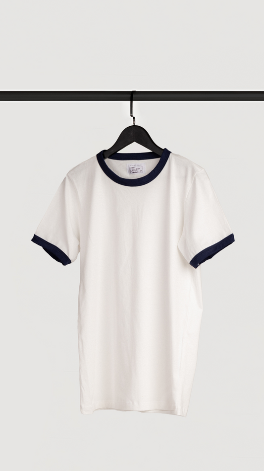 REMERA BASICA RETRO BLANCO / AZUL