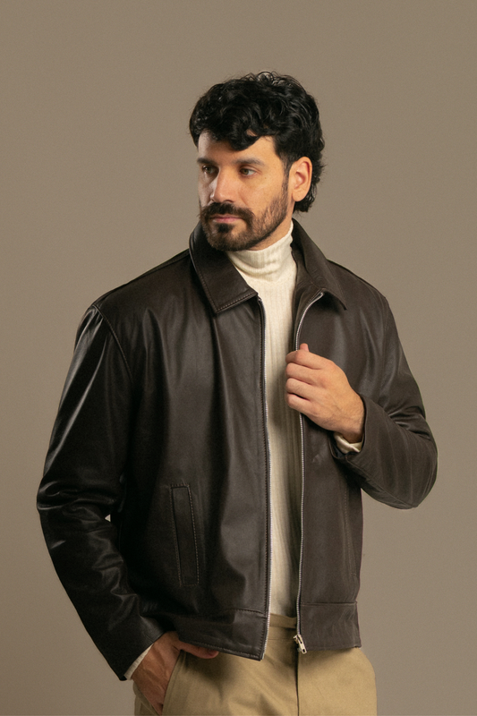 CAMPERA DE CUERO CLÁSICA MARRON - WINTER SELECTS